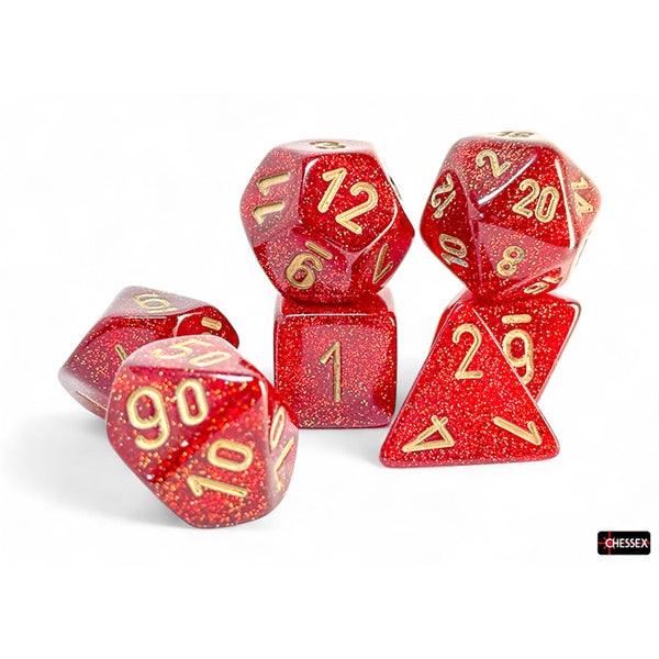 Chessex - Mega-Hedral Wave 2 7 Dice Set - Glitter Ruby