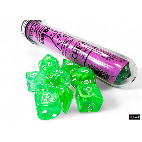Chessex - Lab Dice 9 - Nebula Polyhedral 7 Dice Set - Gelatinous/White