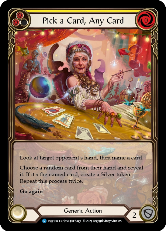 カードを選択、任意のカード (黄色)