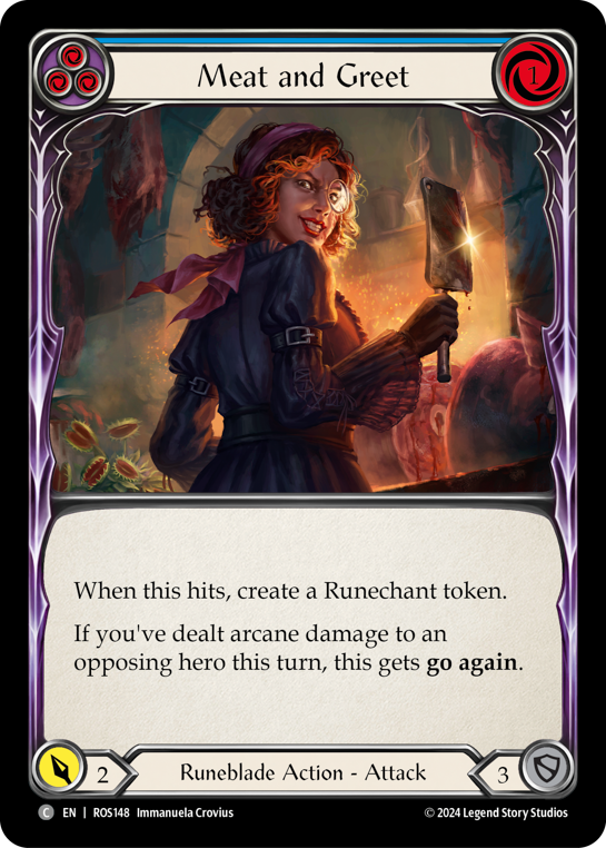 Viande et salutation (bleu)