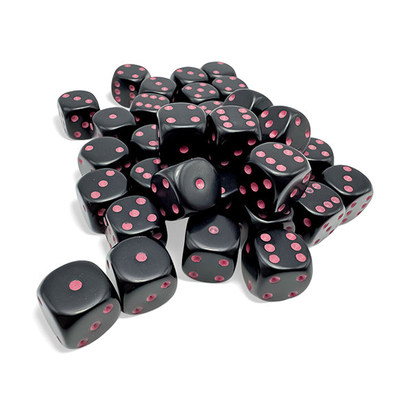 Chessex - Opaque 12mm D6 Dice Block - Black/Pink