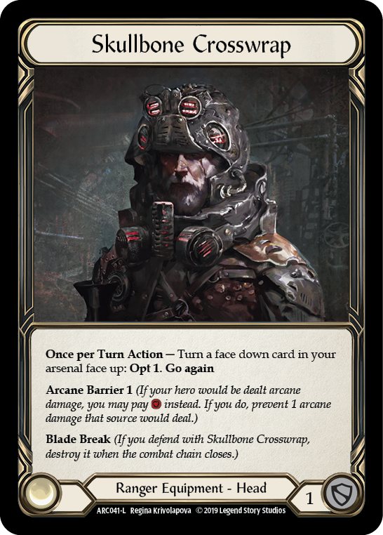 Enveloppement croisé en os de crâne