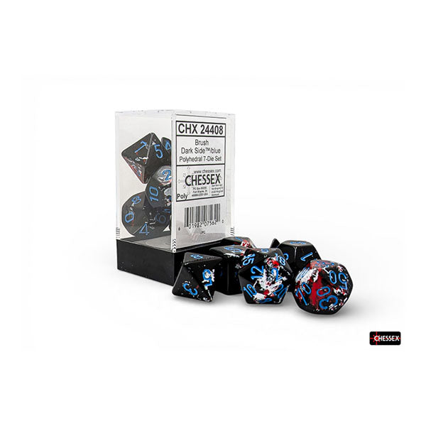 Chessex - Brush Polyhedral 7 Dice Set - Dark Side/Blue