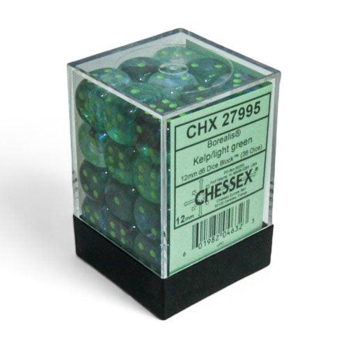 Chessex - Borealis 12mm D6 Dice Block - Kelp