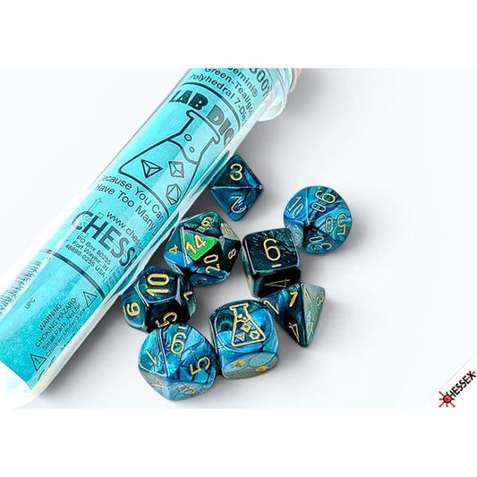 Chessex - Lab Dice 10 Gemini - Green-Teal/Gold