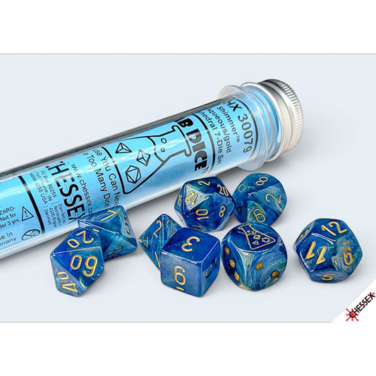 Chessex - Lab Dice 10 Shimmer - Aqeous/Gold