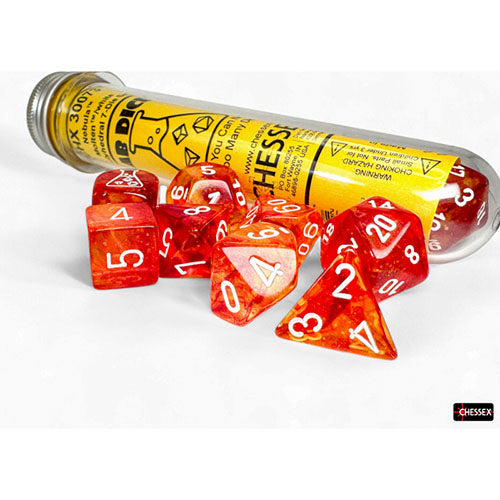 Chessex - Lab Dice 9 - Nebula Polyhedral 7 Dice Set - Molten/White