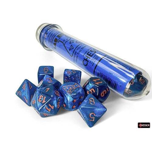 Chessex - Lab Dice 9 - Borealis Polyhedral 7 Dice Set - Midnight/Copper