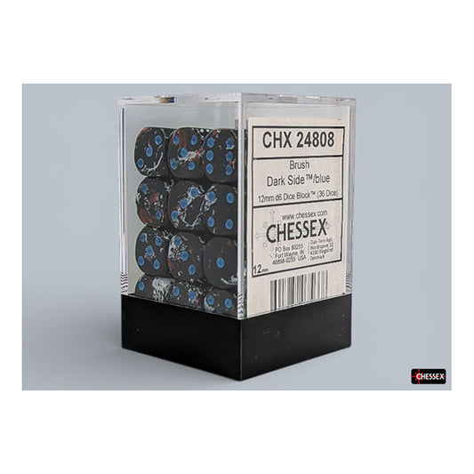 Chessex - Brush 12mm D6 Dice Block - Dark Side/Blue