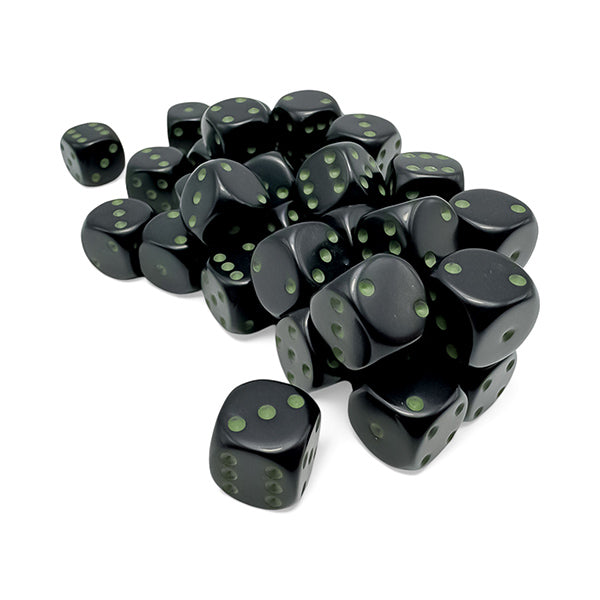 Chessex - Opaque 12mm D6 Dice Block - Black/Green