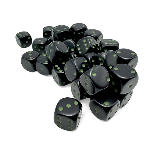 Chessex - Opaque 12mm D6 Dice Block - Black/Green