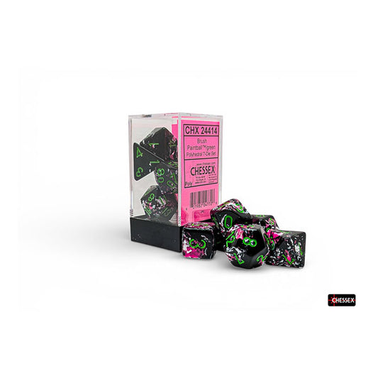 Chessex - Brush Polyhedral 7 Dice Set - Painball/Green
