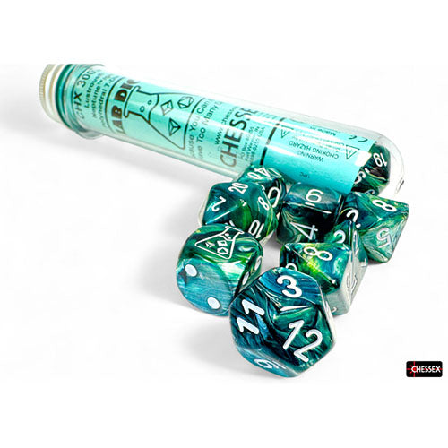 Chessex - Lab Dice 9 - Lustrous Polyhedral 7 Dice Set - Neptune/Grey