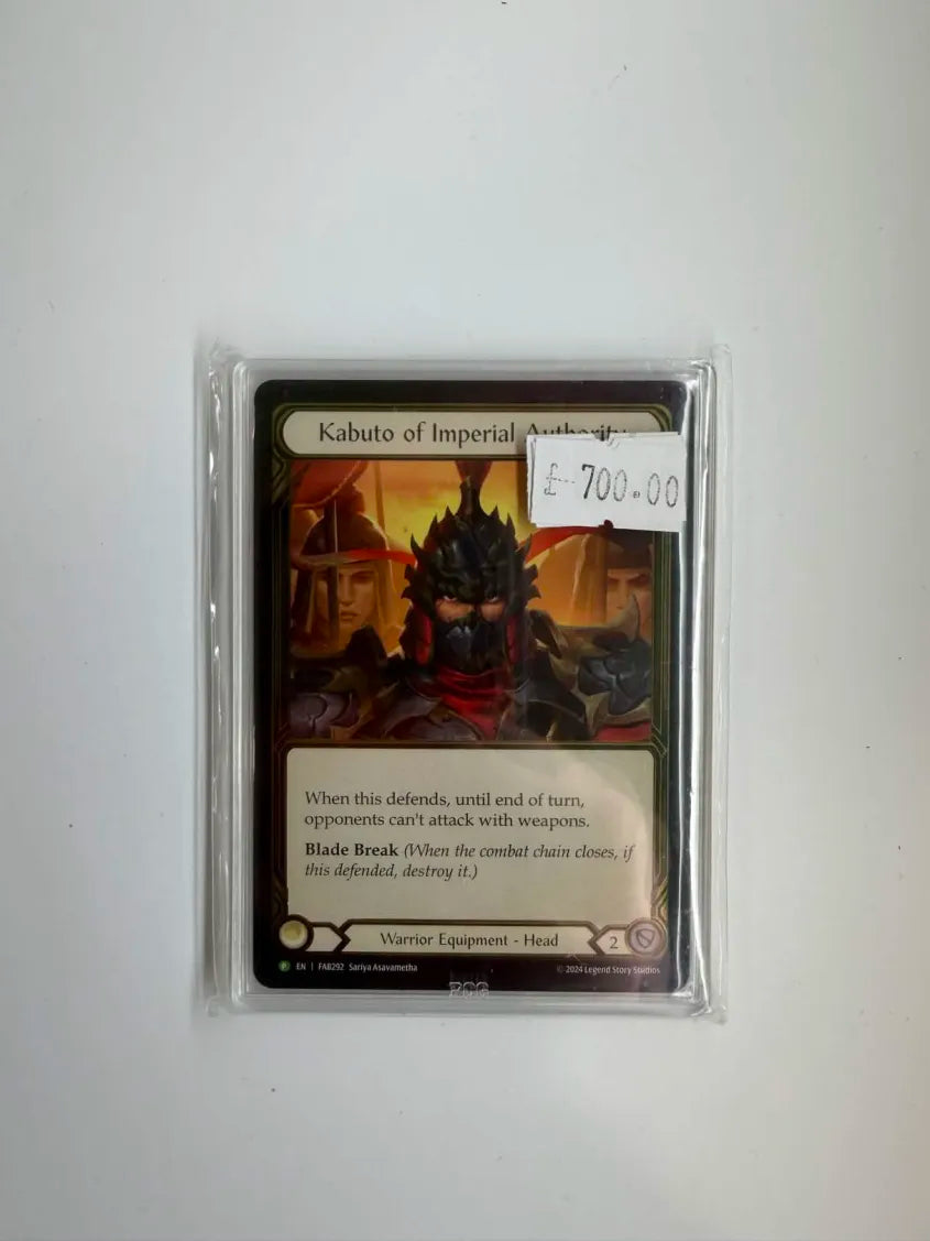 FAB Slab - Kabuto of Imperial Authority Gold Cold Foil Players Slim Slab PCG 9.5