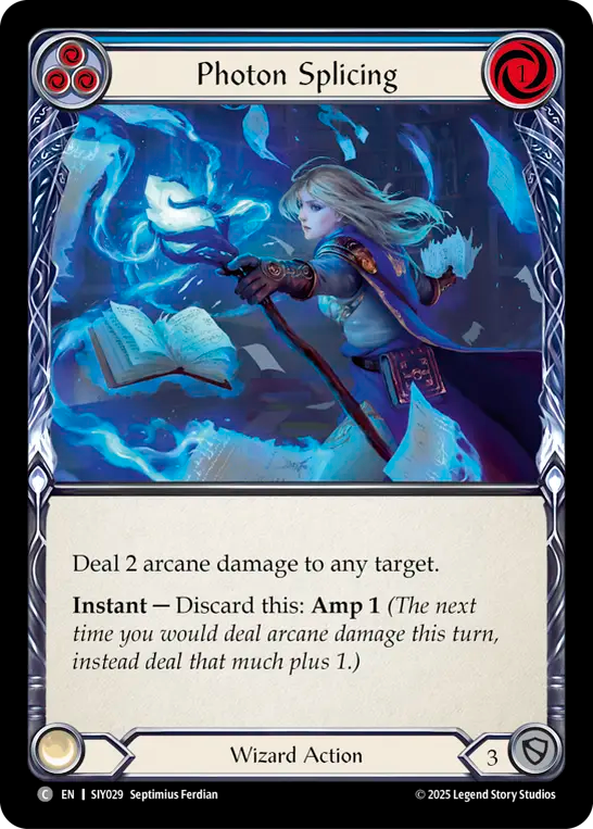 Épissage de photons (bleu)