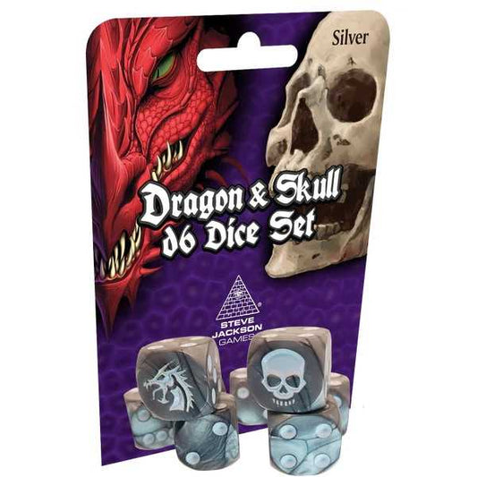 Pack de dés Dragon &amp; Skull D6 - Argent