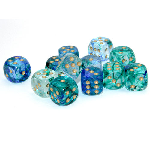 Chessex - Nebula 16mm D6 Dice Block - Oceanic w/ Gold