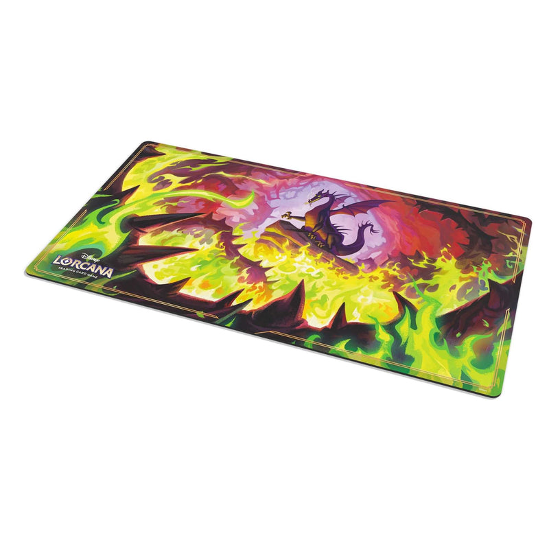 Disney Lorcana Winterspell Dragon Fire playmat featuring Maleficent in dragon form