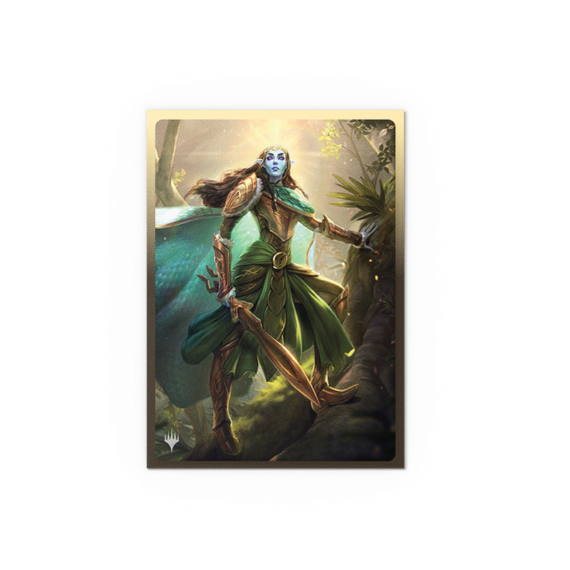 Lathril, Blade of the Elves artwork on a Dragon Shield Matte Dual Art card sleeve