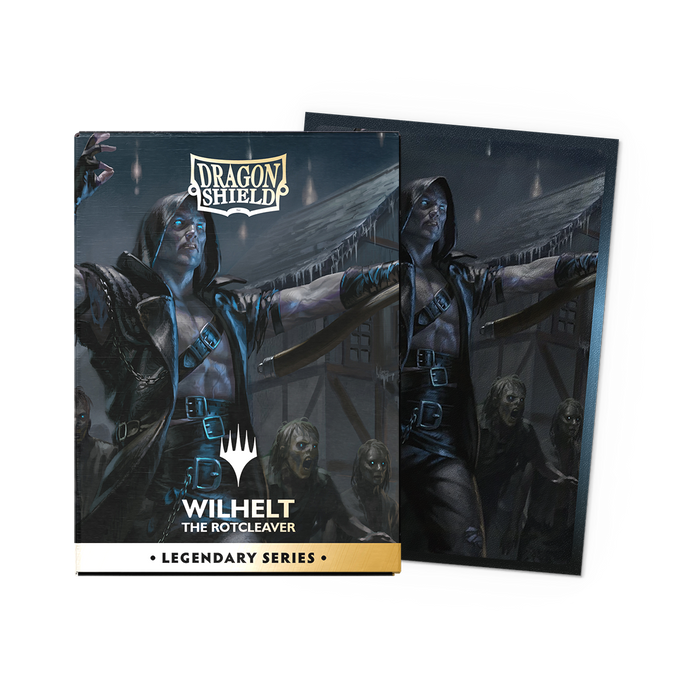 Dragon Shield MTG Legendary Series Wilhelt, the Rotcleaver Matte Dual Art Sleeves, 100-pack box and sleeve design