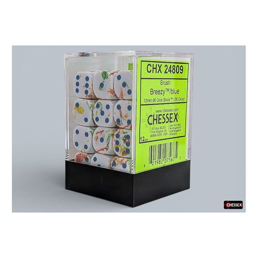 Chessex - Brush 12mm D6 Dice Block - Breezy/Blue