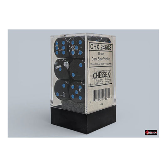 Chessex - Brush 16mm D6 Dice Block - Dark Side/ Blue