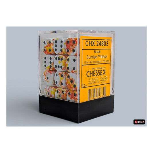 Chessex - Brush 12mm D6 Dice Block - Sunrise/Black