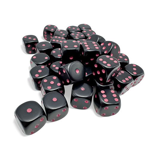 Chessex - Opaque 12mm D6 Dice Block - Black/Pink