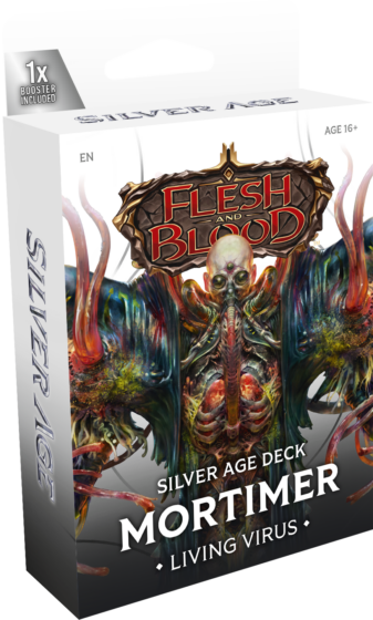 Official Flesh and Blood Silver Age Outbreak Mortimer Living Virus deck box